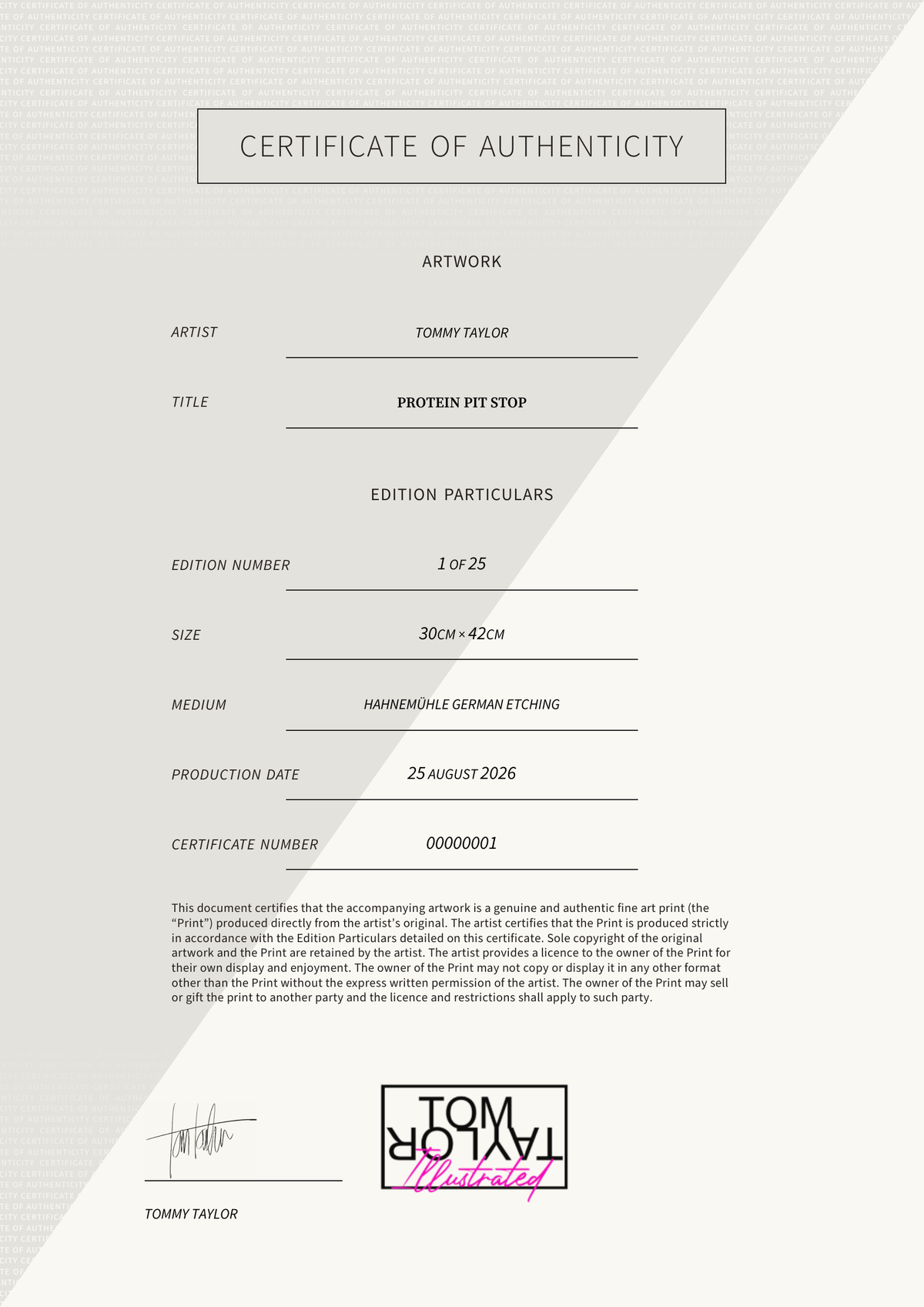 Protein Pit Stop — Certificate of Authenticity